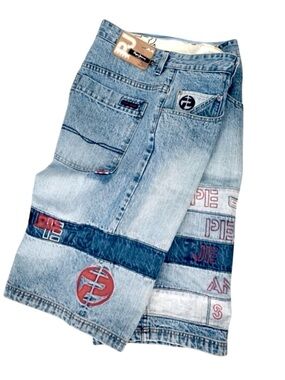 Vtg Y2K Pepe Jeans Denim men’s shorts Embroidered Hip Hop Baggy streetwear 36
